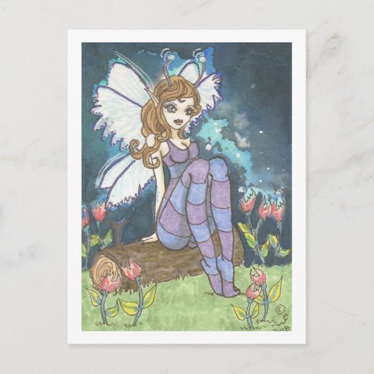 Firefly Field Gestreepte Fairy Fantasy Art Print Briefkaart (Voorkant)