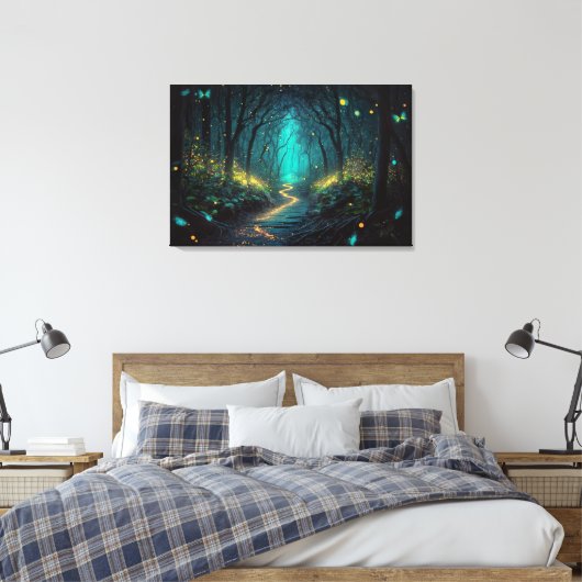 Firefly Forest Beauful and Magical Canvas Print (Insitu (Slaapkamer))