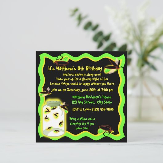 Firefly Frolic Verjaardag Kaart (Staand voorkant)