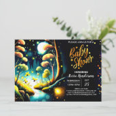 Firefly Glow Woodland Night Baby shower Kaart (Staand voorkant)
