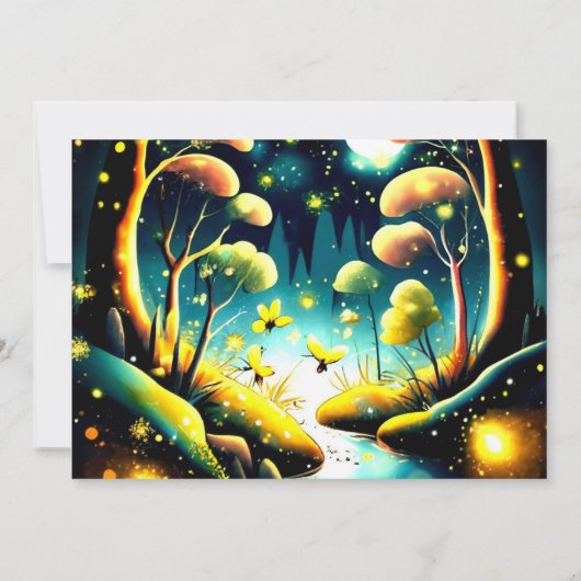 Firefly Glow Woodland Night Baby shower Kaart (Achterkant)