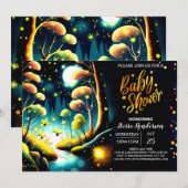 Firefly Glow Woodland Night Baby shower Kaart (Voorkant / Achterkant)