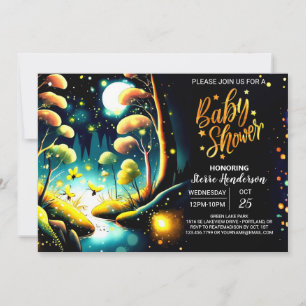 Firefly Glow Woodland Night Baby shower Kaart