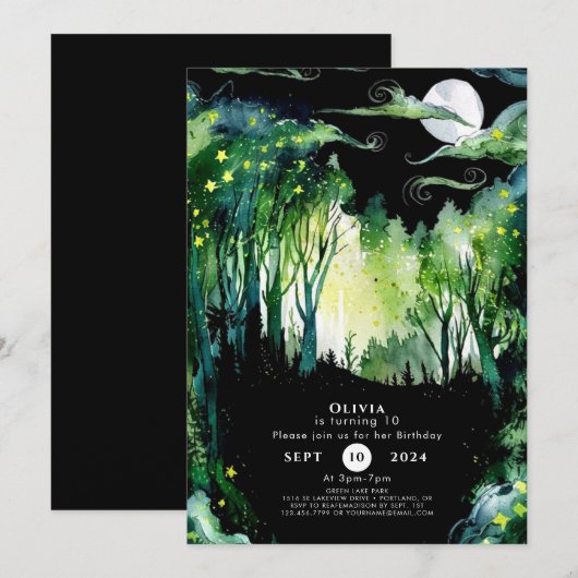 Firefly Glow Woodland Verjaardag Kaart (Voorkant / Achterkant)