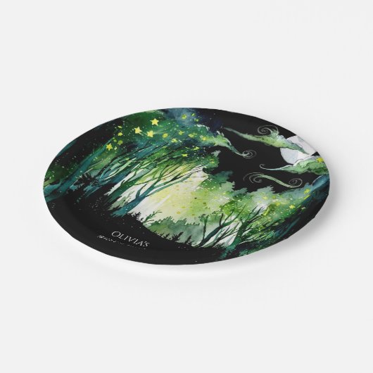 Firefly Glow Woodland Verjaardag Papieren Bordje (Gekanteld)