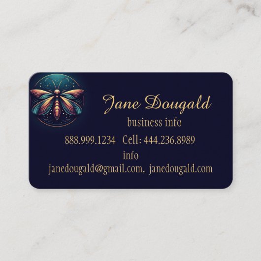 Firefly Lightning Bug Logo Custom Professional Visitekaartje (Voorkant)