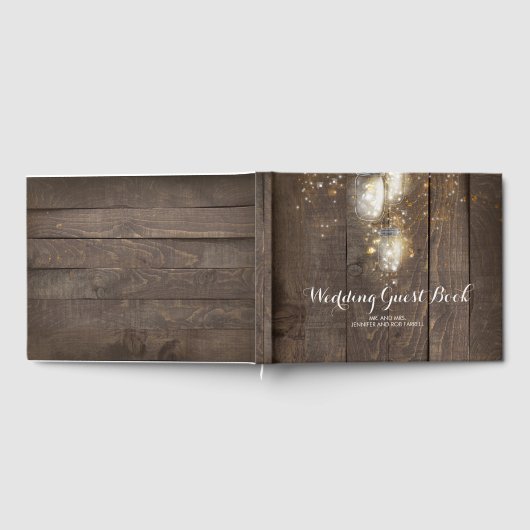 Firefly Lights Mason Jar Rustieke bruiloft Gastenboek (Volledig)