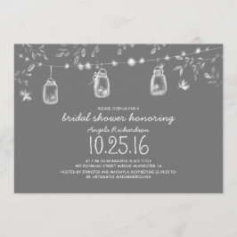 Firefly Lights Mason Jars Rustiek vrijgezellenfees Kaart