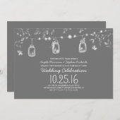 Firefly Lights Mason Jars rustieke bruiloft Kaart (Voorkant / Achterkant)