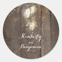Firefly Lights Mason Jars Rustieke bruiloft Ronde Sticker