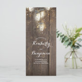 Firefly Lights Mason Jars Rustieke Trouwprogramma' Programmakaart (Staand voorkant)