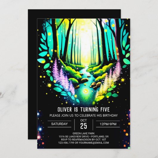 Firefly Magic Betoverde Bossen Verjaardag Kaart (Voorkant / Achterkant)