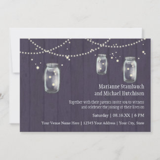 Firefly Mason Jar Rustic Country Night Weddings Kaart