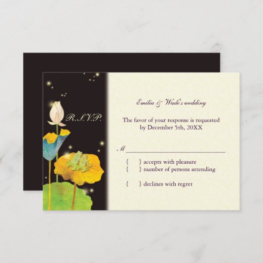 Firefly Nacht Leuke Romantische Bruiloft RSVP (Voorkant / Achterkant)