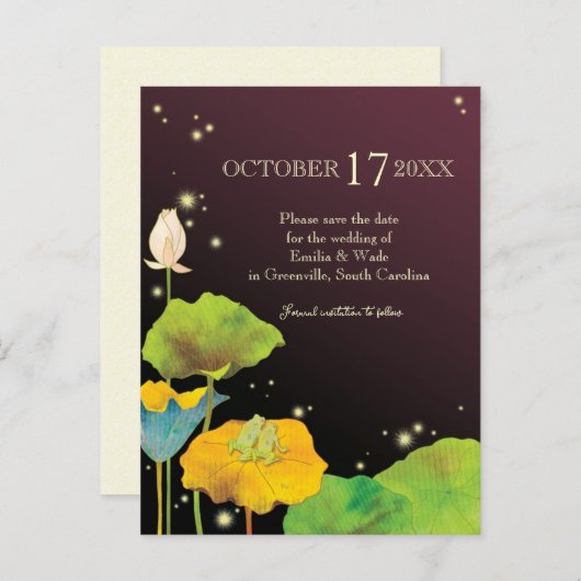 Firefly Night Fall Wedding Save the Date Aankondigingskaart (Voorkant / Achterkant)