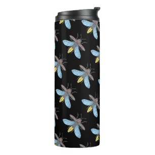 Firefly (patroon zwart) - Thermische Tumbler Thermosbeker