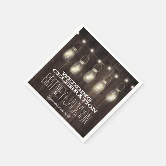 Firefly rustieke schuur hout metselaar bruiloft se servet (Hoek)