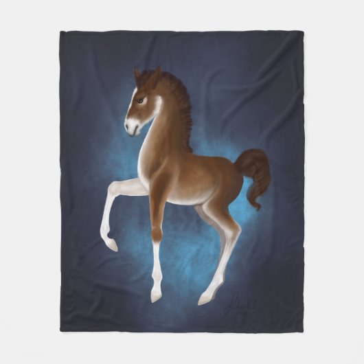 Firefly Stroll: Lichtgevende Zwerver in Blauw Fleece Deken (Voorkant)
