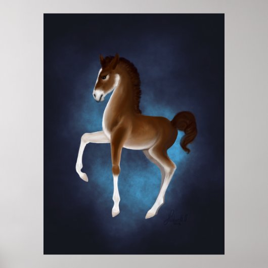 Firefly Stroll: Lichtgevende Zwerver in Blauw Poster (Voorkant)