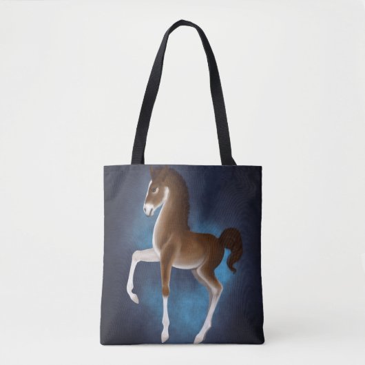 Firefly Stroll: Lichtgevende Zwerver in Blauw Tote Bag (Voorkant)