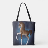 Firefly Stroll: Lichtgevende Zwerver in Blauw Tote Bag (Achterkant)