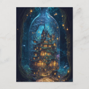 Firefly Village   Fantasy Digital Art Briefkaart