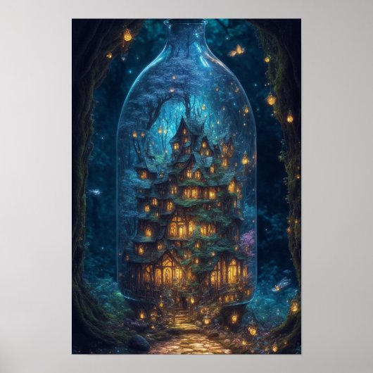 Firefly Village | Fantasy Digital Art Poster (Voorkant)