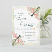 Firefly Watercolor Wedding Kaart (Staand voorkant)