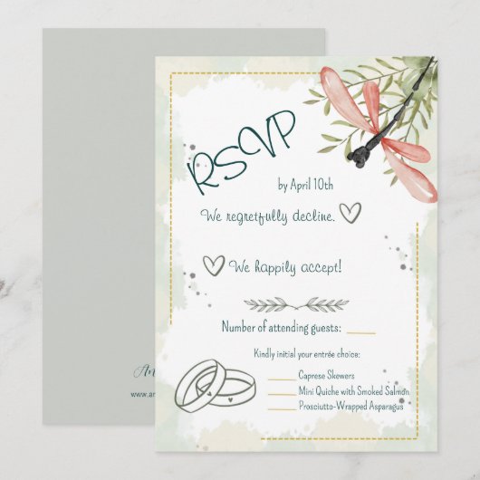 Firefly Watercolour RSVP Card Kaart (Voorkant / Achterkant)