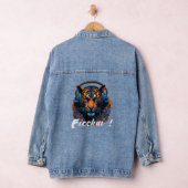 Firehai Tiger met hoofdtelefoon kleurrijke afbeeld Denim Jacket (Hangar)