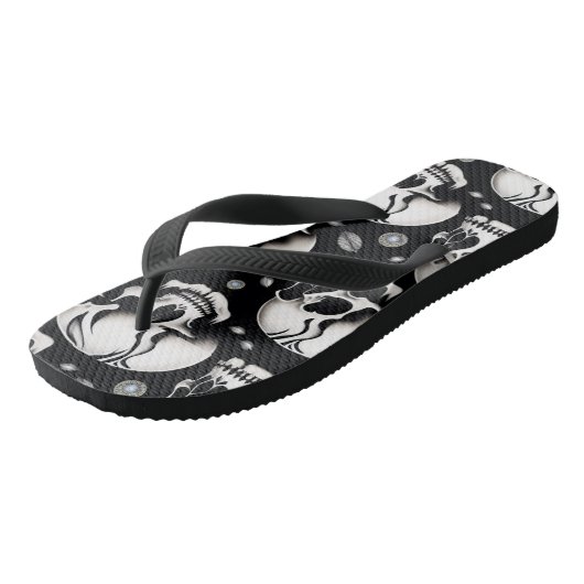 Firehai zwart en witte schedel print teenslippers (Schuin)