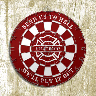 Firehouse Fire Station Fireman Dartboard en Darts Dartbord