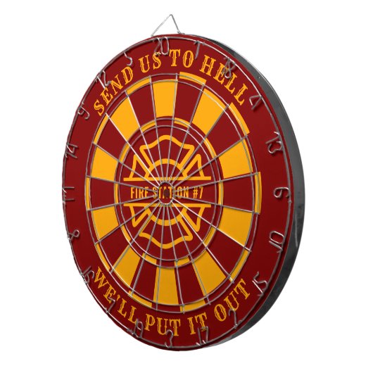 Firehouse Fire Station Fireman Dartboard en Darts Dartbord (Voorkant Rechts)