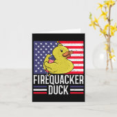 Fireker Duck 4 juli Firecracker Independe Kaart (Gele Bloem)