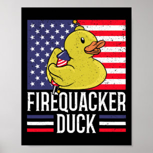 Fireker Duck 4 juli Firecracker Independe Poster