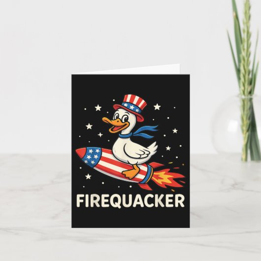 Fireker Duck op Firecracker Funny 4 juli Kaart (Voorkant)
