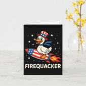 Fireker Duck op Firecracker Funny 4 juli Kaart (Gele Bloem)