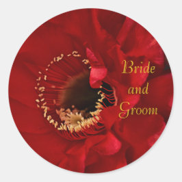 Firelight Cactus flower Bride en Groom Ronde Sticker