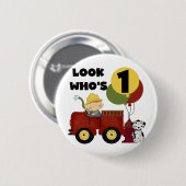 Fireman 1st Birthday Tshirts en geschenken Ronde Button 5,7 Cm (Voorkant /achterkant)