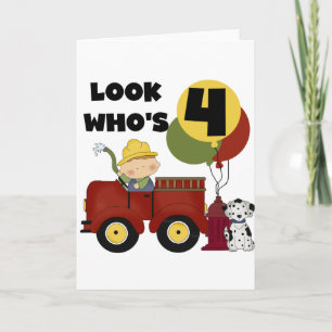 Fireman 4th Birthday Tshirts en geschenken Kaart