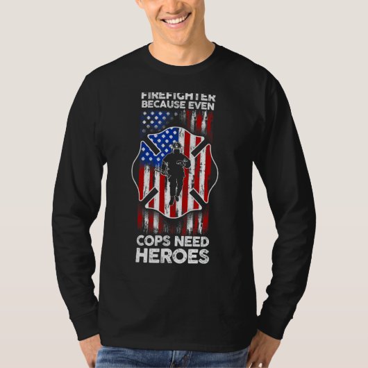 Fireman American Flag Firefighter T-shirt (Voorkant)