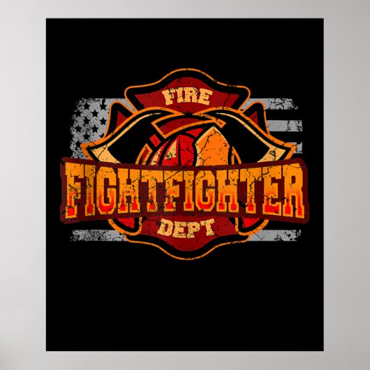 Fireman American Flag Red Line US Firefighter Gift Poster (Voorkant)