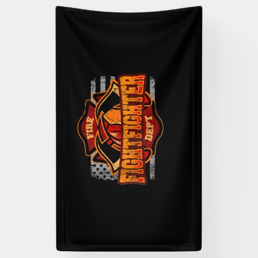 Fireman American Flag Red Line US Firefighter Gift Spandoek (Verticaal)