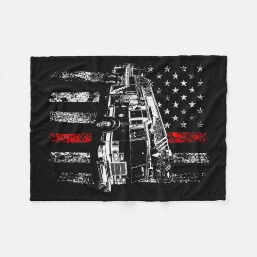 Fireman American Flag Thin Red Line Firefighter Fleece Deken (Voorkant (Horizontaal))