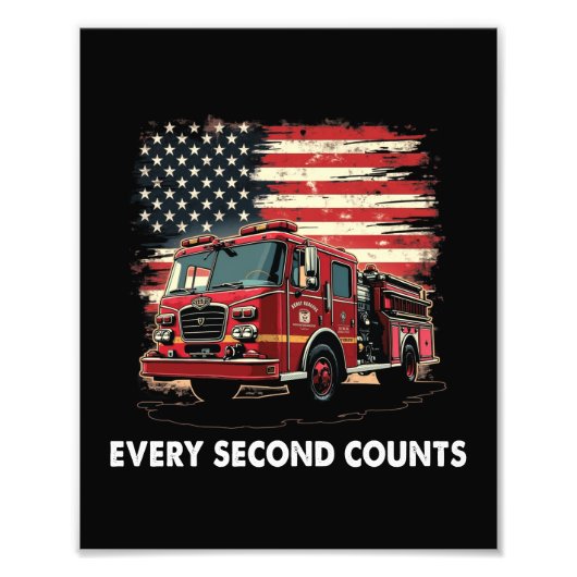 Fireman American Flag Thin Red Line Firefighter Foto Afdruk (Voorkant)