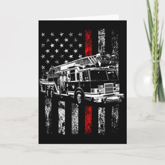 Fireman American Flag Thin Red Line Firefighter Kaart (Voorkant)