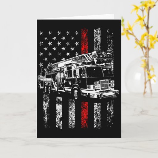 Fireman American Flag Thin Red Line Firefighter Kaart (Gele Bloem)