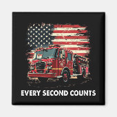 Fireman American Flag Thin Red Line Firefighter Magneet (Voorkant)