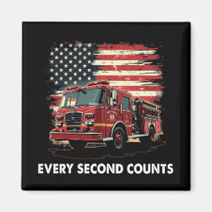 Fireman American Flag Thin Red Line Firefighter Magneet