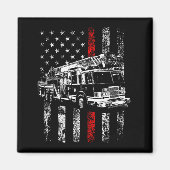 Fireman American Flag Thin Red Line Firefighter Magneet (Voorkant)